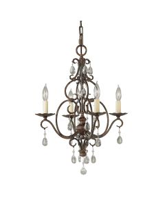 4 Light Chandelier - Dark Brown Patina