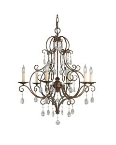 6 Light Chandelier - Dark Brown Patina