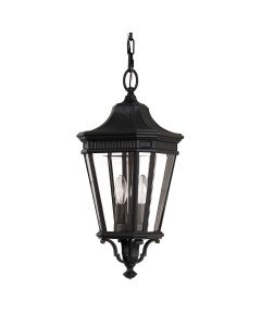2 Light Medium Chain Lantern - Black