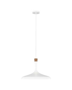 1 Light Pendant - Matte White With Wood Accent