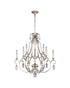 9 Light Chandelier - Silver Patina