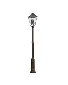 4 Light Single Head Lamp Post - Grey Bronze