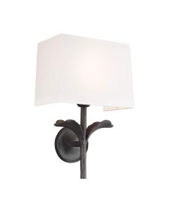 1 Light Wall Light - Aged Iron And Off White Cotton Shade
