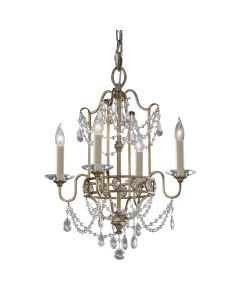4 Light Chandelier - Silver Leaf