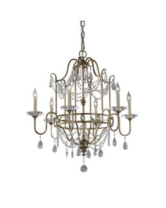 6 Light Chandelier - Silver Leaf