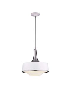 4 Light Pendant - Brushed Steel / White