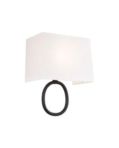1 Light Wall Light - Aged Iron And Off White Cotton Shade