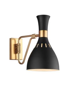 1 Light Wall Light - Matte Black / Burnished Brass