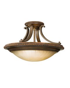 2 Light Semi-Flush - Old Painted Bronze / Silver Bronze Patina