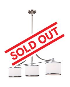 3 Light Island Chandelier - Satin Nickel With Chrome