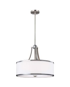 4 Light Pendant - Satin Nickel With Chrome