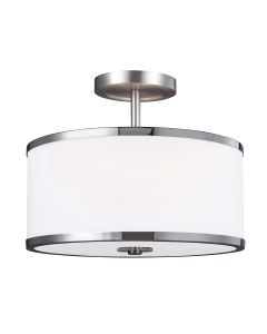 2 Light Semi-Flush - Satin Nickel With Chrome