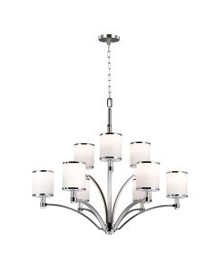 9 Light Chandelier - Satin Nickel With Chrome