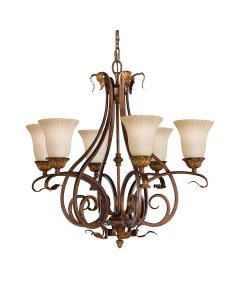 6 Light Chandelier - Crackled Bronze