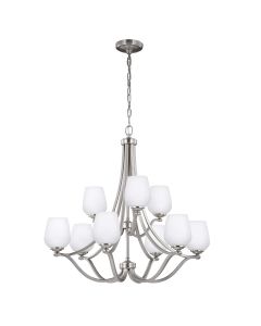 9 Light Chandelier - Satin Nickel