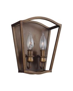 2 Light Wall Light - Painted Aged Brass