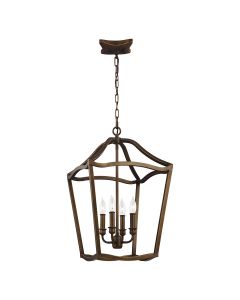4 Light Pendant - Painted Aged Brass