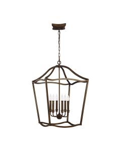 6 Light Pendant - Painted Aged Brass
