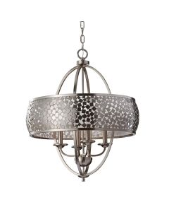 4 Light Large Chandelier - Brushed Steel