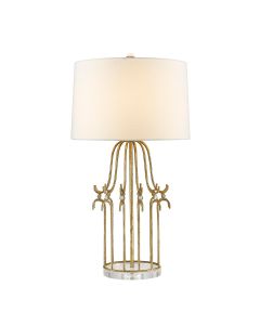 1 Light Table Lamp - Distressed Gold With Crystal Glass Base
