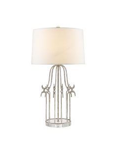 1 Light Table Lamp - Distressed Silver With Crystal Glass Base