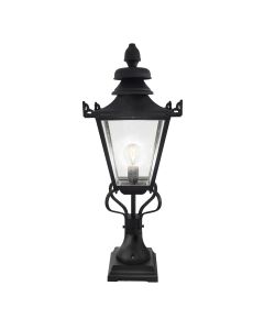 1 Light Pedestal Lantern - Black