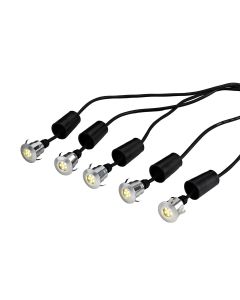 5 X Deck/Garden Light With 6M Cable And 12V Transformer - Anodised Aluminium