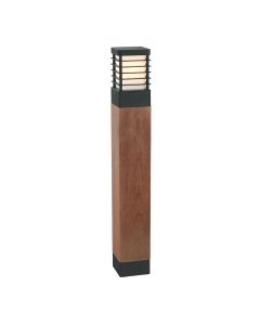 1 Light Large Wooden Bollard - Black