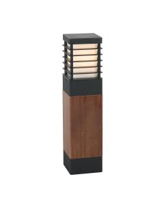1 Light Medium Wooden Bollard - Black