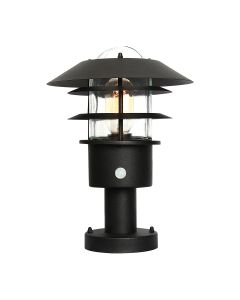 1 Light Pedestal Lantern With Pir - Black