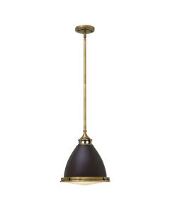 1 Light Medium Pendant - Dark Brown / Aged Brass