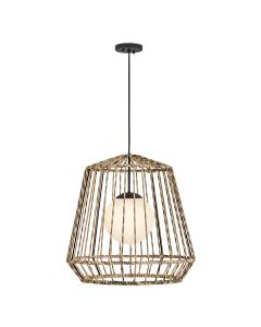 1 lt Large Outdoor Pendant - Black / Rattan