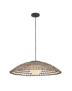 1 lt X-Large Outdoor Pendant - Black / Rattan