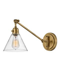 1 lt Wall Light - Heritage Brass, Clear Glass Shade