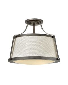 3 Light Semi-Flush - Antique Nickel, Linen Shade