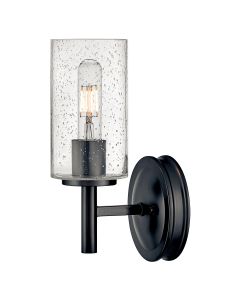 1 lt Wall Light with Clear Seeded glass - Black Oxide