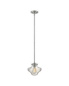 1 Light Clear Glass Pendant - Polished Chrome