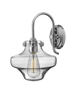 1 Light Clear Glass Wall Light - Polished Chrome