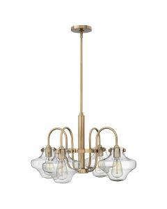 4 Light Clear Glass Chandelier - Champagne Silver