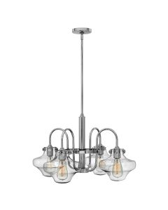 4 Light Clear Glass Chandelier - Polished Chrome
