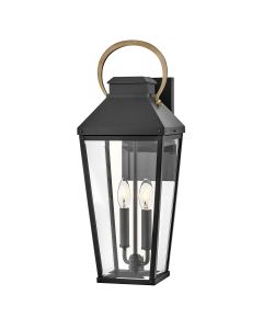 1 lt Outdoor Large Wall Lantern - Black with Burnished Bronze accent