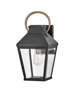 1 lt Outdoor Medium Wall Lantern - Black with Burnished Bronze accent