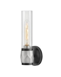 1 lt Wall Light. - Black with Brushed Nickel