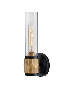 1 lt Wall Light. - Black with Heritage Brass