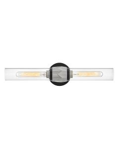 2 lt Wall Light - Black with Brushed Nickel