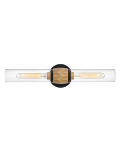 2 lt Wall Light - Black with Heritage Brass