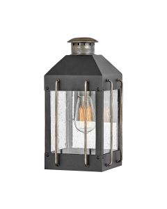 1 Light Small Wall Lantern - Black With Burnished Bronze