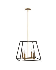 4 Light Pendant Chandelier - Dark Brown / Rose Brass