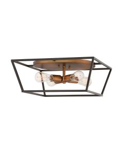 4 Light Large Flush - Dark Brown / Rose Brass