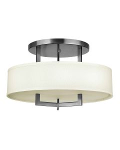 3 Light Semi-Flush - Antique Nickel, Ivory Shades